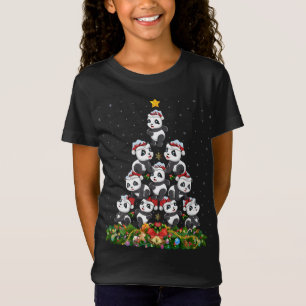 Camiseta Panda Xmas Tree Gift Santa Hat Panda Navidades