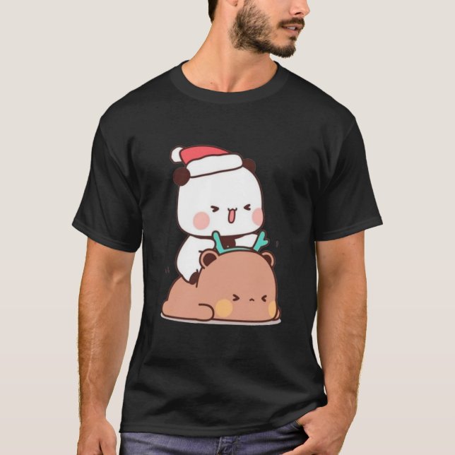 Camiseta Panda Y Brownie Bear Pareja, Feliz Navidad (Anverso)