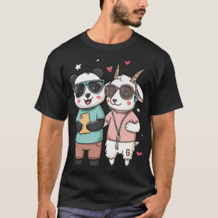 Camiseta Panda y Cabra Mejores Amigos – Amistad de Animales