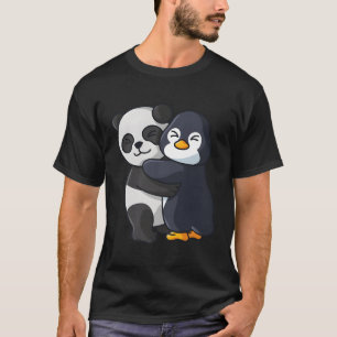 Camiseta Panda Y El Abrazo De Animales Pingüinos