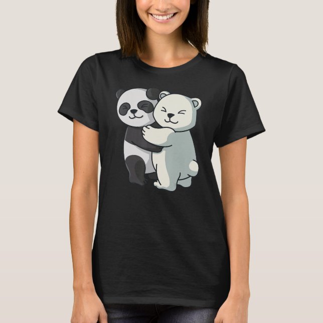 Camiseta Panda y el oso polar adorables Icebear Cuddle Anim (Anverso)