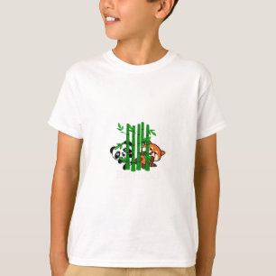 Camiseta Panda Y Panda Rojo Bamboo Peeka