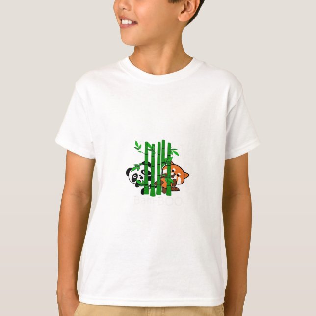 Camiseta Panda Y Panda Rojo Bamboo Peeka (Anverso)