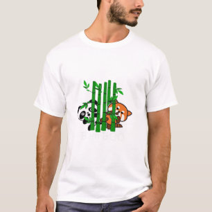 Camiseta Panda Y Panda Rojo Bamboo Peeka