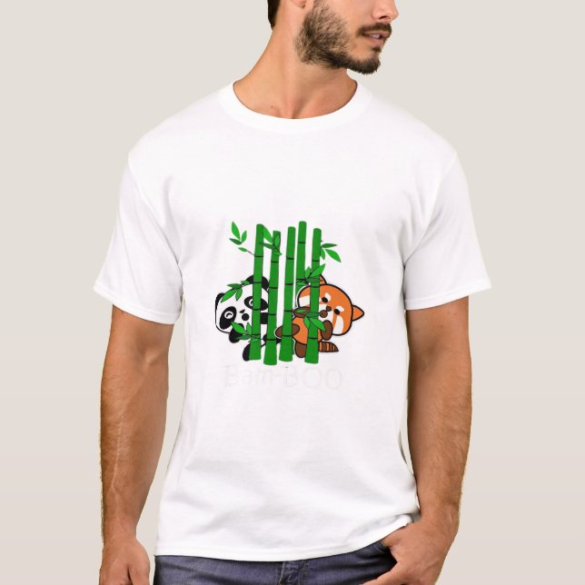 Camiseta Panda Y Panda Rojo Bamboo Peeka (Anverso)