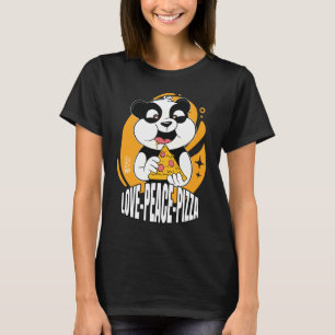Camiseta Panda Y Pizza Mujeres Negras