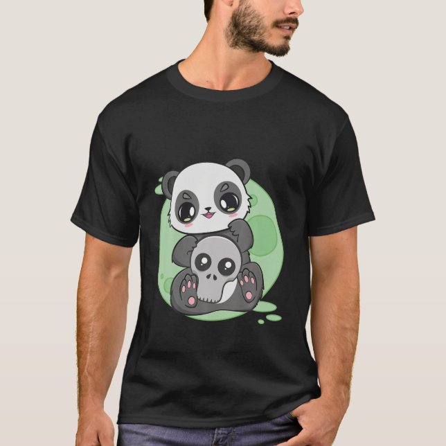 Camiseta Panda Y Skulls Y Skeleton Anime Manga Moon Zoo (Anverso)