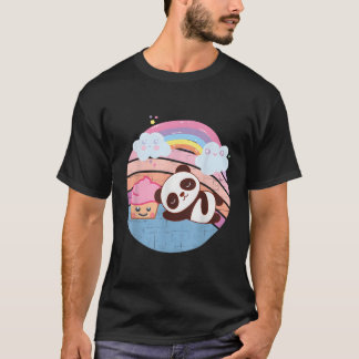 Camiseta Panda Y Torta De Fresas A Arcoiris Kawaii Anim