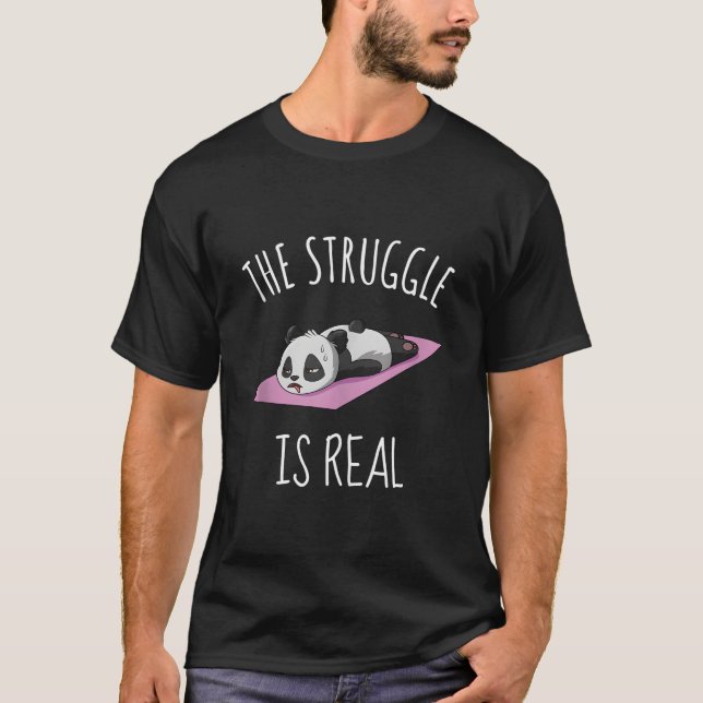 Camiseta Panda Yoga Gym Exercise The Struggle Is Real (Anverso)