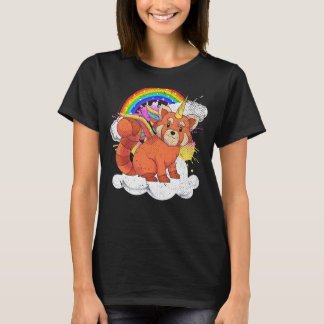 Camiseta Pandacora roja de animales salvajes Arcoiris Panda