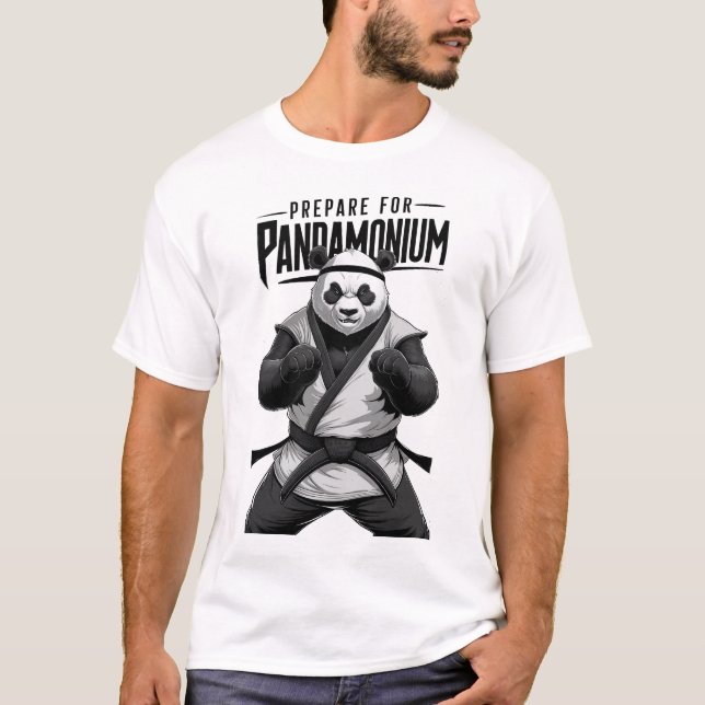 Camiseta Pandamonium Gracioso Panda Bear Artistas Marciales (Anverso)