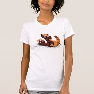 Camiseta Pandas rojos jugando en la nieve