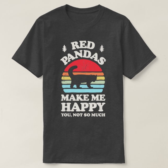 Camiseta Pandas rojos me hacen feliz retro de atardecer par (Diseño del anverso)