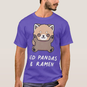 Camiseta Pandas Rojos y Ramen Graciosa Cute Kawaii Lover Ae