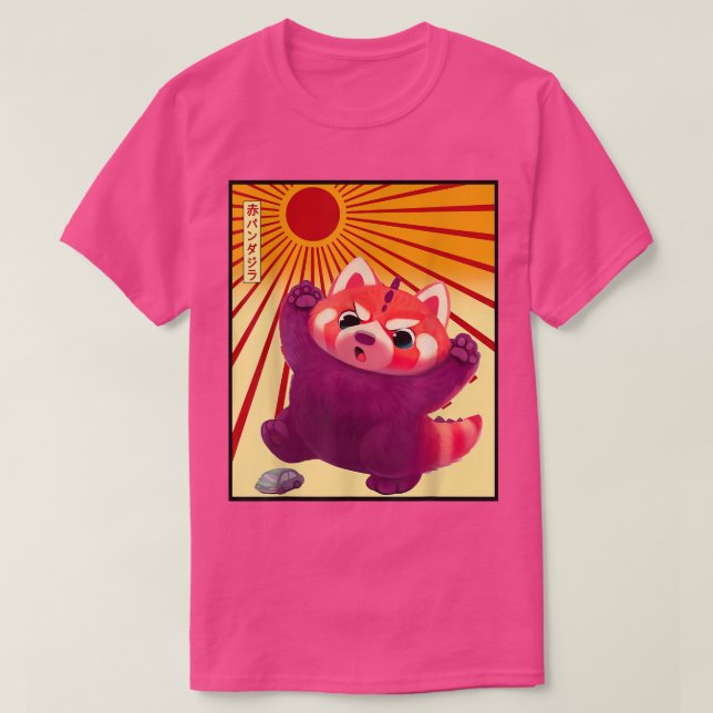 Camiseta Pandazilla Roja Sol japonés parodia divertida pand (Diseño del anverso)