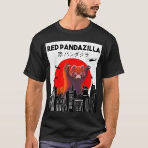 Camiseta Pandazilla Roja Sol japonés parodia panda rojo