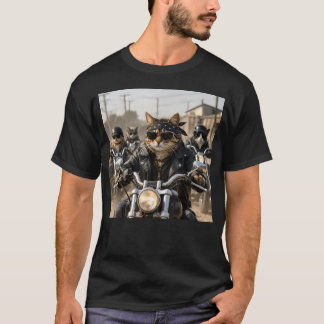 Camiseta Pandilla de Gatos Moteros Divertida Meme Hiperreal