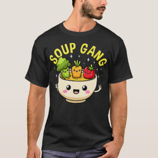 Camiseta Pandilla de Sopa Verduras Kawaii en Tazón Cocina D