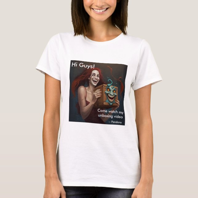 Camiseta Pandora con caja, diversión y risas (Anverso)