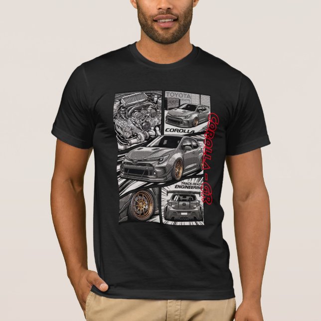 Camiseta Panel de cómic manga de Corolla GR JDM (Anverso)