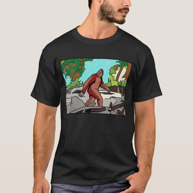 Camiseta Panel Gráfico de Cómic del Bosque de Sasquatch de  (Anverso)