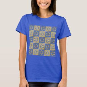 Camiseta Paneles de Arte Estrella de David Azul Dorado