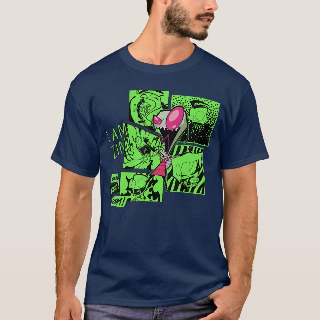 Camiseta Paneles de cómic de Zim gritando doom de Invader Z (Anverso)
