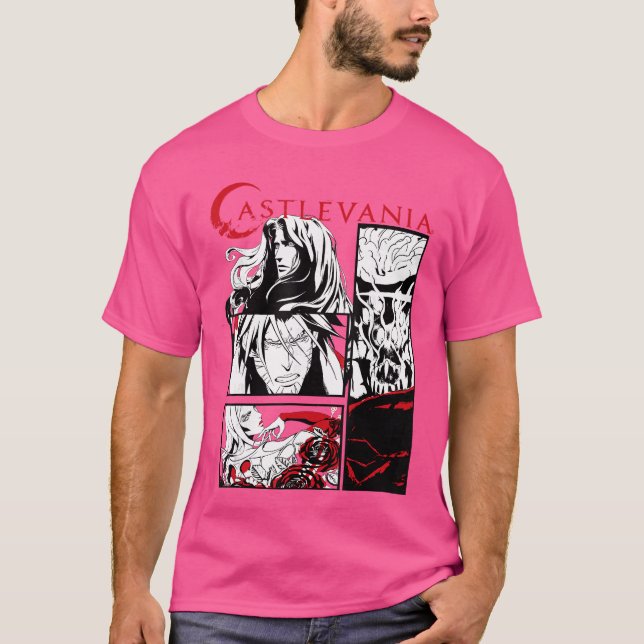 Camiseta Paneles de cómic en blanco y negro de Castlevania (Anverso)