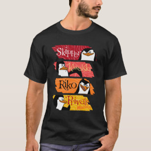 Camiseta Paneles de nombres de pingüinos de Madagascar