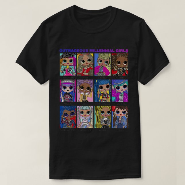 Camiseta Paneles de retrato de grupo de sorpresas LOL (Diseño del anverso)