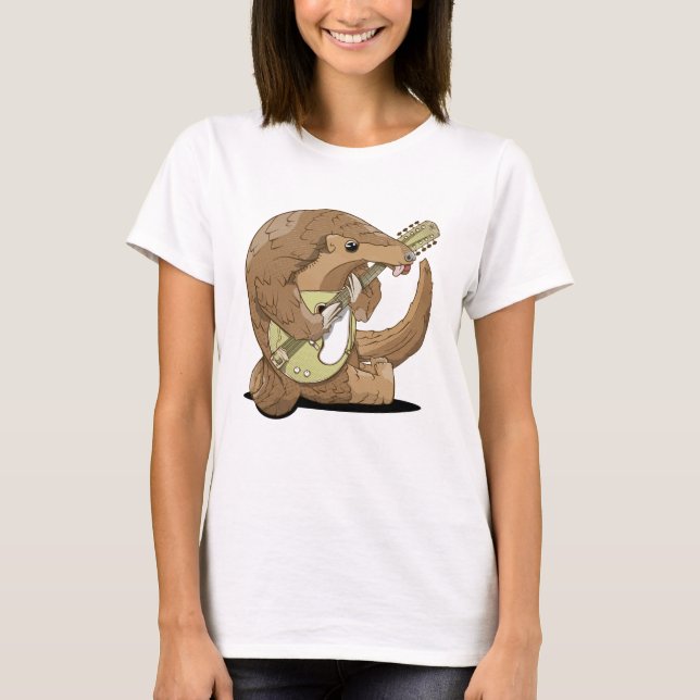Camiseta Pangolin tocando un mandolina (Anverso)
