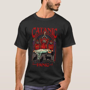 Camiseta Pánico Catanico Gato Satánico Retro Divertido Humo