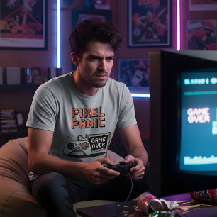 Camiseta Pánico de Píxeles – Diseño de Furia de Jugador Ret
