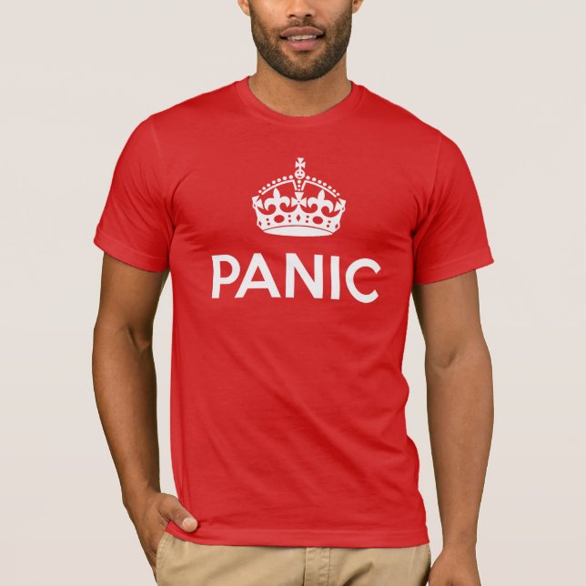 Camiseta PÁNICO: Mantenga tranquilo y continúe la parodia (Anverso)