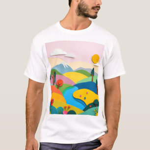 Camiseta Panorama de Collage de papel abstracto