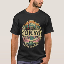 Camiseta Panorama de la ciudad de Tokio Japón Flor de cerez