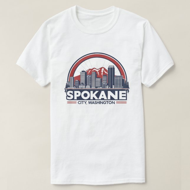 Camiseta Panorama de Spokane Washington DC (Diseño del anverso)