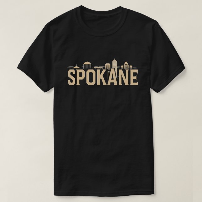 Camiseta Panorama de Spokane Washington DC (Diseño del anverso)