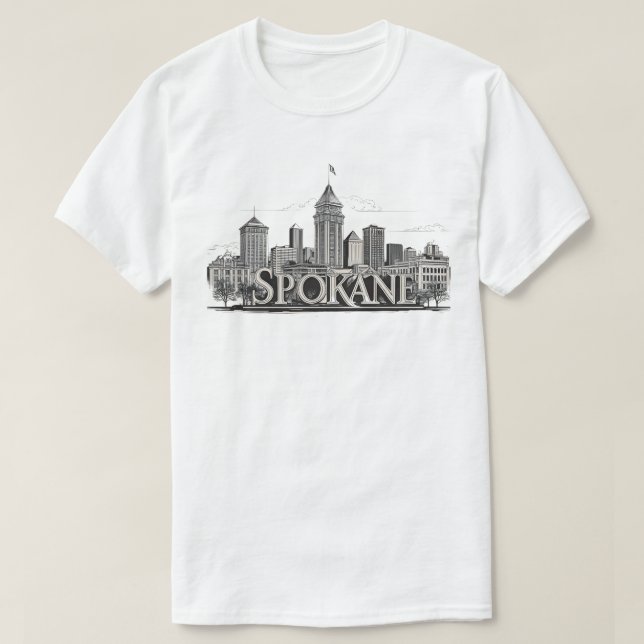 Camiseta Panorama de Spokane Washington DC (Diseño del anverso)