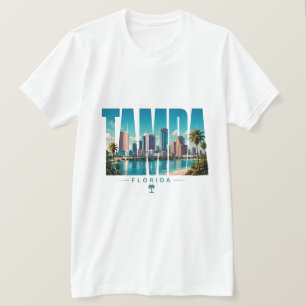 Camiseta Panorama de Tampa Florida Nombre de la Ciudad Cost