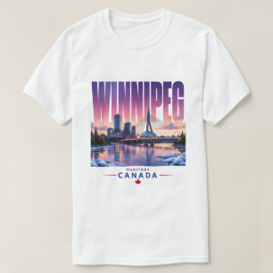 Camiseta Panorama de Winnipeg Canadá Frente al río Recuerdo