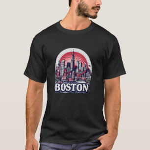 Camiseta Panorama urbano del horizonte de Boston Massachuse