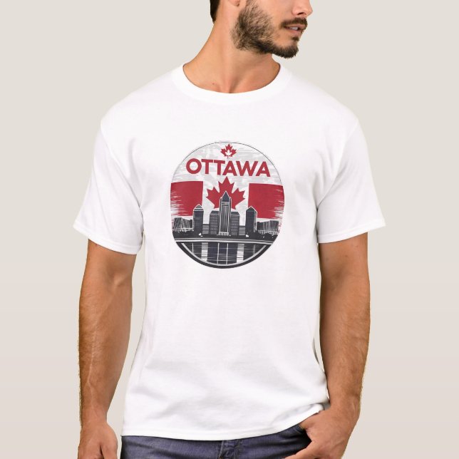 Camiseta Panorama urbano retro de Ottawa Canadá (Anverso)