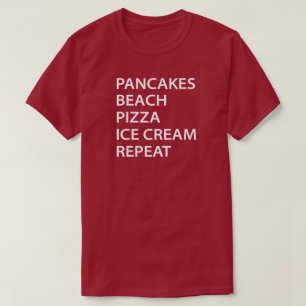 Camiseta Panqueques Playa Pizza Helado Repetir
