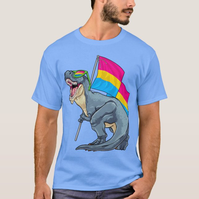 Camiseta Panseual Dinosaur Pan Pride Flag LGBT Re Pride fri (Anverso)