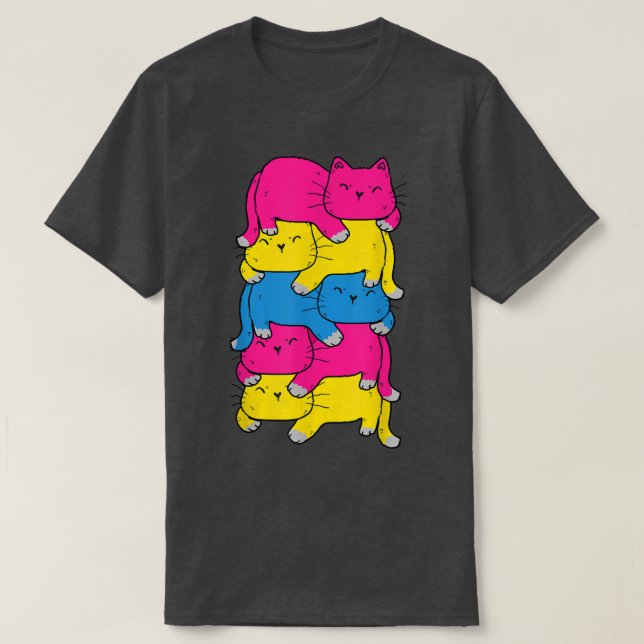Camiseta Panseual lindo gato Pile Mes del Orgullo LGBT  (Diseño del anverso)