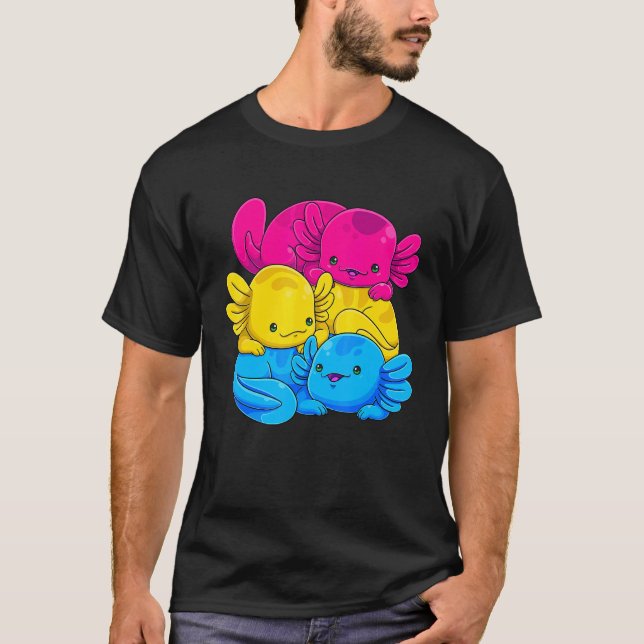 Camiseta Pansexual Axolotl Pile Pan Pride Bandera Lgbtq Gay (Anverso)