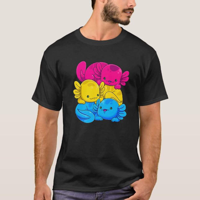 Camiseta Pansexual Axolotl Pile Pan Pride Bandera Lgbtq Gay (Anverso)