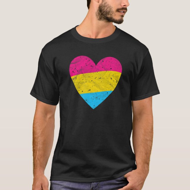 Camiseta Pansexual Heart with Pan Flag  Pride Month Gender  (Anverso)