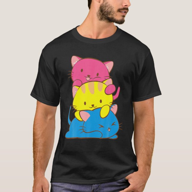 Camiseta Pansexual Kawaii Cat Anime Art Cute Pan Pride T Sh (Anverso)